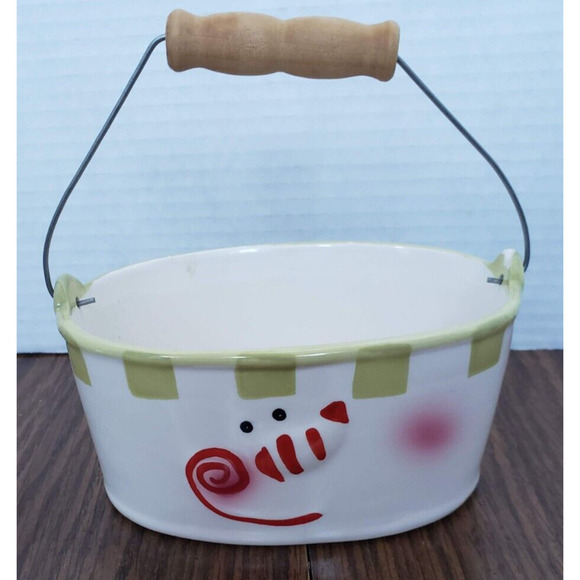 Snowman Christmas Gift Bucket Pail Candle Holder Pacific Island Creations - Picture 1 of 6